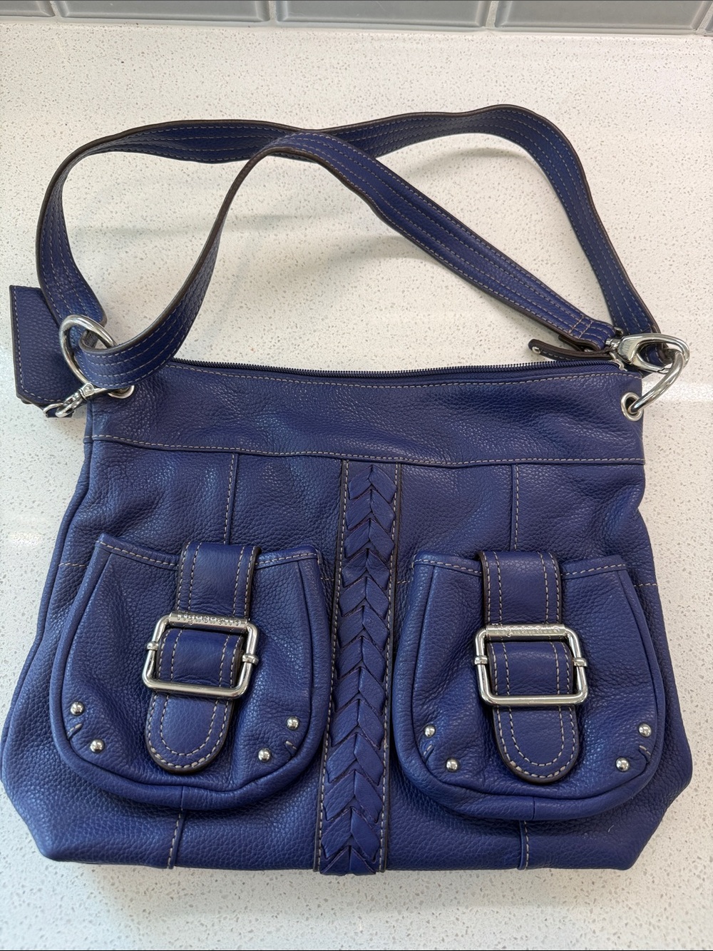 Tignanello Plum Purple Leather Convertible  Crossbody